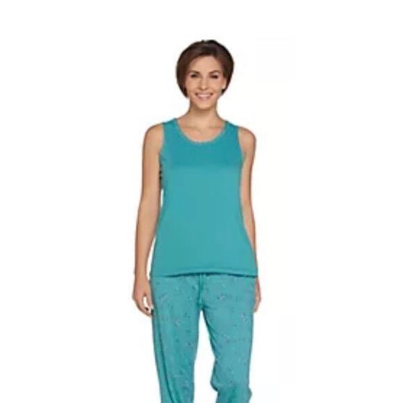 Carole Hochman Women's 3X Floral Cotton 3-Piece Pajama Set Teal NWT - Picture 2 of 5